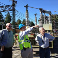 <p>MTA Chairman Tom Prendergast and Metro-North President Howard Permut visited the Harrison train station Saturday to see Con Edison&#x27;s progress in coming up with a temporary solution to the power outage along the New Haven Line. </p>