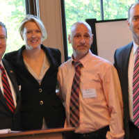 <p>Ali Boak, Pound Ridge Democratic candidate for Town Supervisor (second from left) with Peter Harckham, County Board of Legislators; Phil Goldstein, Westchester County Social Services, and Steven Vandervelden, Westchester County DA&#x27;s office.</p>