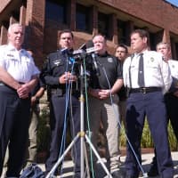 <p>Fairfield law enforcement and firefighters along with representatives from the Connecticut State Police, ATF and DEEP were on hand Wednesday morning to discuss the chemical situation at a home on Bronson Road. </p>