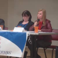 <p>Westchester County District 5 candidates Benjamin Boykin and Miriam Levitt Flisser discuss the HUD settlement at a forum in Harrison.</p>