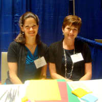 <p>Tricia Golden and Cathy Bomba of Search for Change ready to meet potential job applicants at Recruit Westchester.</p>