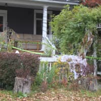 <p>A White Plains home taken over by spider webs.</p>