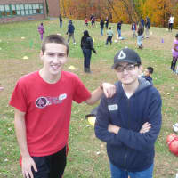 <p>Hamilton students Felice Aprile and Stephen Semidey at a &quot;Backyard Sports&quot; session in Elmsford.</p>