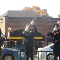 <p>Greenburgh Police officers gave a rifle salute to military veterans.</p>