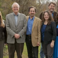 <p>Pace Academy for Applied Environmental Studies staffers with Gus Speth. From left, Michelle Land, Speth, Andrew C. Revkin, Donna Kowal, John Cronin, and Caroline Craig.
</p>