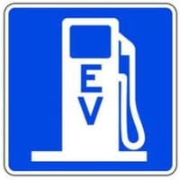 <p>This EV sign will let motorists know there is a free electric car charging station available. WestConn is slated to install four of the stations. </p>