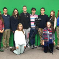 <p>The North Salem seniors, and faculty advisor Cynthia Sandler, who produce the weekly TGI Tiger News show, back row, from left: Sara Goldstein, Daniel Selzer, Cecilia Heffernan, Tom Bond, Kevin Aruilio, Matthew Tessler, Kelly Gilbert and Sandler.</p>