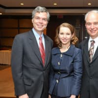 <p>White Plains Mayor Tom Roach, White Plains Hospital President Susan Fox and Dr. Dan Costin.</p>