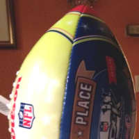 <p>The third place football that was awarded to Bronxville student Justin Trotman.</p>