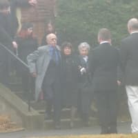 <p>Francine Ferrari overcome with grief at the funeral for her husband James, who was killed in Sunday&#x27;s train derailment. </p>