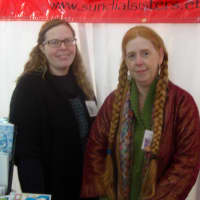 <p>Cynthia and Kelly Patton, the Sundial Sisters, at the Country Living Holiday Bazaar in Tarrytown.</p>