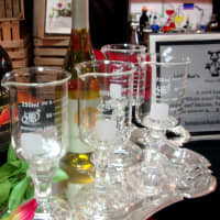 <p>A collection of wine glasses that John Norton created from science beakers.</p>