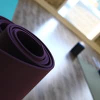 <p>A yoga mat in the recently renovated yoga room in Bronxville.</p>