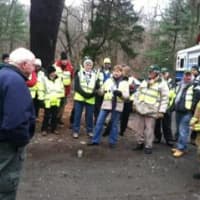 <p>Stamford emergency responders and CERT being briefed of the exercise at Mianus River Park.</p>