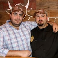 <p>Manager Steve Dimopoulos and corporate chef Misha Levin</p>