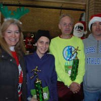<p>Youth Services Chairperson Losa Bai. left, Dobbs Ferry Rec Superintendent Matt Arone, right, with 5K winners Perry King and Keely Cheslack-Postava.
</p>