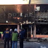 <p>The scene of the fire at 371 South Broadway on Friday morning.</p>