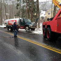<p>An oil tanker went off a Weston Road Sunday afternoon on Steep Hill Road, no injuries were reported and no oil spilled. </p>
