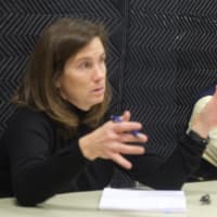 <p>Katonah-Lewisboro School Board members Stephanie Tobin and Peter Treyz field questions and ideas from Increase Miller parents. </p>