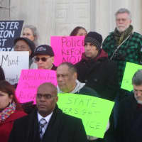 <p>Protesters in White Plains demand oversight and training reform for police officers throughout Westchester County.</p>