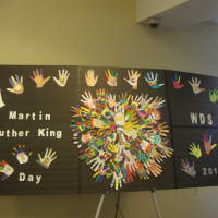 <p>A banner created by the students of Westchester Day School in Mamaroneck to celebrate Martin Luther King Jr. Day.</p>