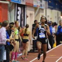 <p>New Rochelle&#x27;s Symone Darius blazes to the top time in the United States in winning the 300 at the New Balance Games.</p>