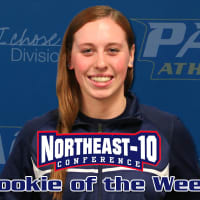 <p>Freshman Kaitlyn Fitzgerald was honored by the NE-10 as rookie of the week.</p>