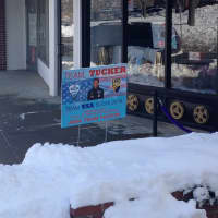 <p>Even in a snow bank, a show of support for Ridgefield&#x27;s Tucker West.</p>