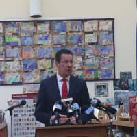 <p>Gov. Dannel Malloy speaks to the media in Hamden about his early childhood plan. </p>