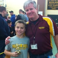 <p>Coach Art Schad and Mikey Bartush after winning gold in New London.
</p>