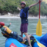 <p>Andrew Allison-Godfrey enjoys the rafting.</p>