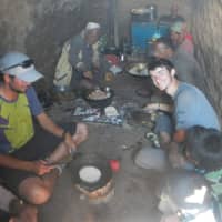 <p>The crew finds time to cook.</p>