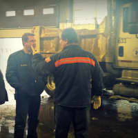 <p>Spano inspecting the DPW facilities. </p>