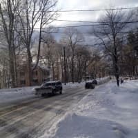<p>Roads are covered with snow Friday morning in Ridgefield after the overnight storm. </p>