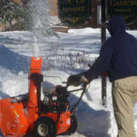 <p>Snowblowers were out in Westchester Friday morning as the sun came out and warmed up the day.</p>