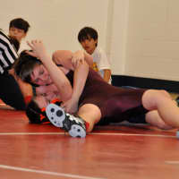 <p>Nick Augeri of the Norwalk Mad Bulls pins an opponent.</p>