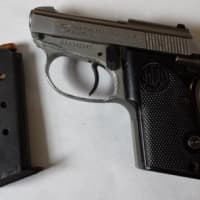 <p>This is the loaded .32-caliber Beretta the two men wanted to trade for drugs, Westchester County police said. </p>