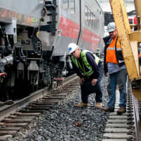 <p>More than 70 people were injured when a Metro-North train derailed on the Fairfield-Bridgeport border in May 2013. </p>