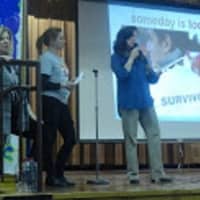 <p>At the Parkway School assembly are Assistant Principal Deb Cline, Julie Prescott Parkway School Nurse and Barbara Lovely, Parkway mom and LLS employee.</p>