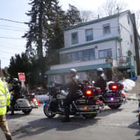 <p>The funeral procession at the funeral of firefighter Kevin Bristol.</p>