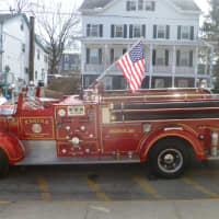 <p>A fire truck at the funeral of Kevin Bristol, a firefighter who died on Monday.</p>