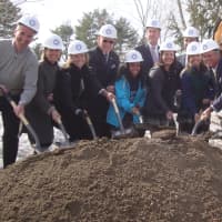 <p>Local officials, trustees and students at School of the Holy Child shown breaking ground at 2225 Westchester Ave. in August 2014 on the expansion project that includes a new field house, theater and workshop.</p>