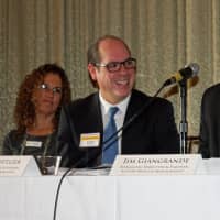 <p>From left, panelists Dani Glaser, Larry Gottlieb  and Jim Giangrande discuss the importance of creativity in the workplace.</p>
