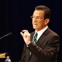 <p>Gov. Dannel P. Malloy announced a report that showed a sharp decline in murders and gun-related violence in Connecticut last year. </p>