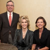 <p>Family Centers President Bob Arnold, Jane Fonda and Family Centers Board Chairman Laurie Host.</p>