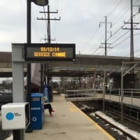 <p>The sign at the Fairfield Train Station says &quot;Service Change&quot; after the building explosion in Harlem. </p>