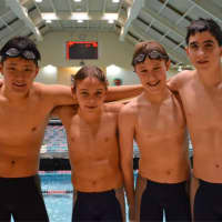 <p>The Greenwich Marlins  11-12 boys relay broke Connecticut and resident records in the 200 freestyle and 400 freestyle relays. Relay members are (left to right) Andres Ruh, Marcus Hodgson, Alex Kosyakov, and Conway Zhou.</p>