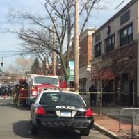 <p>Fire and police remain on the scene of the downtown Fairfield blaze on Thursday afternoon. </p>