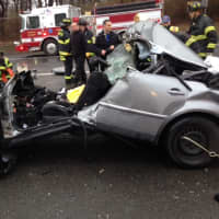 <p>The female driver of this car had no pulse when she was pulled from the wreckage of the fiery crash on I-95 in Fairfield. </p>