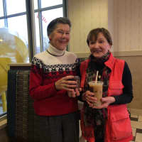 <p>Fairfield residents Margaret Cole and Dolly Utziq come to the McDonald&#x27;s on the Post Road in Fairfield most Mondays and were surprised to find that the restaurant was offering free coffee. </p>